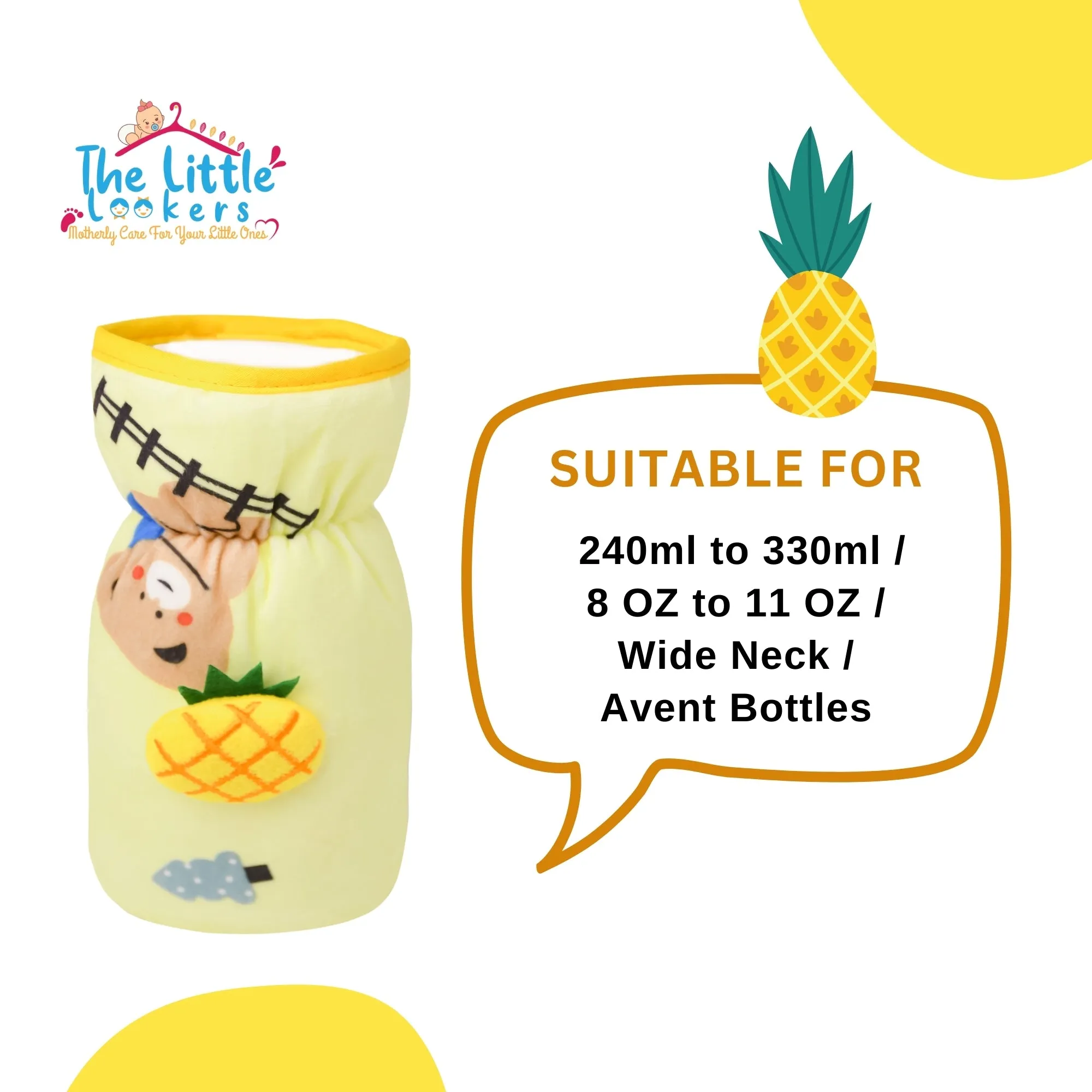 THE LITTLE LOOKERS Soft Plush Stretchable Baby Feeding Bottle Cover with Easy to Hold Strap and Zip l Feeding Bottles Cover