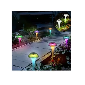 The Shumi Solar Lights for Outdoor Garden Decorations| Raincoats| 2 Modes| 4LEDs| Walkway Landscape Lighting| Patio| Grass| White and Color Changing Light | 6 Pack