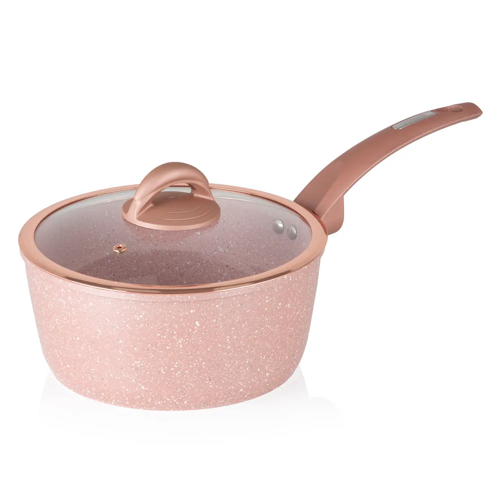 Tower Cerastone 3 Piece Saucepan Set - Pink