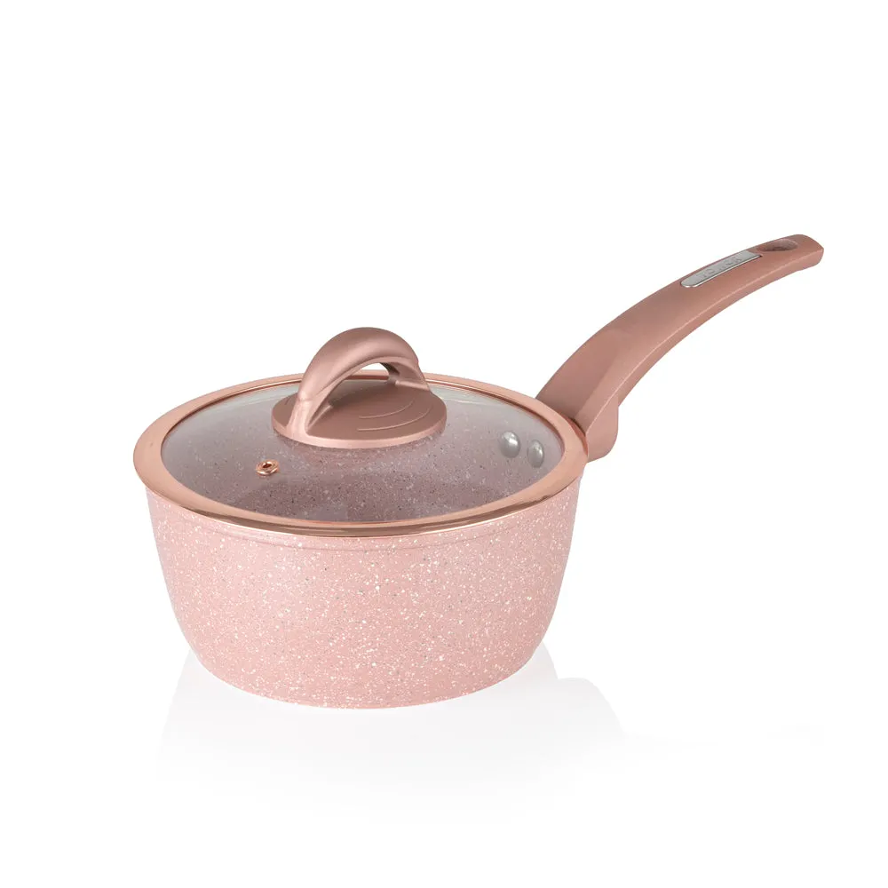 Tower Cerastone 3 Piece Saucepan Set - Pink