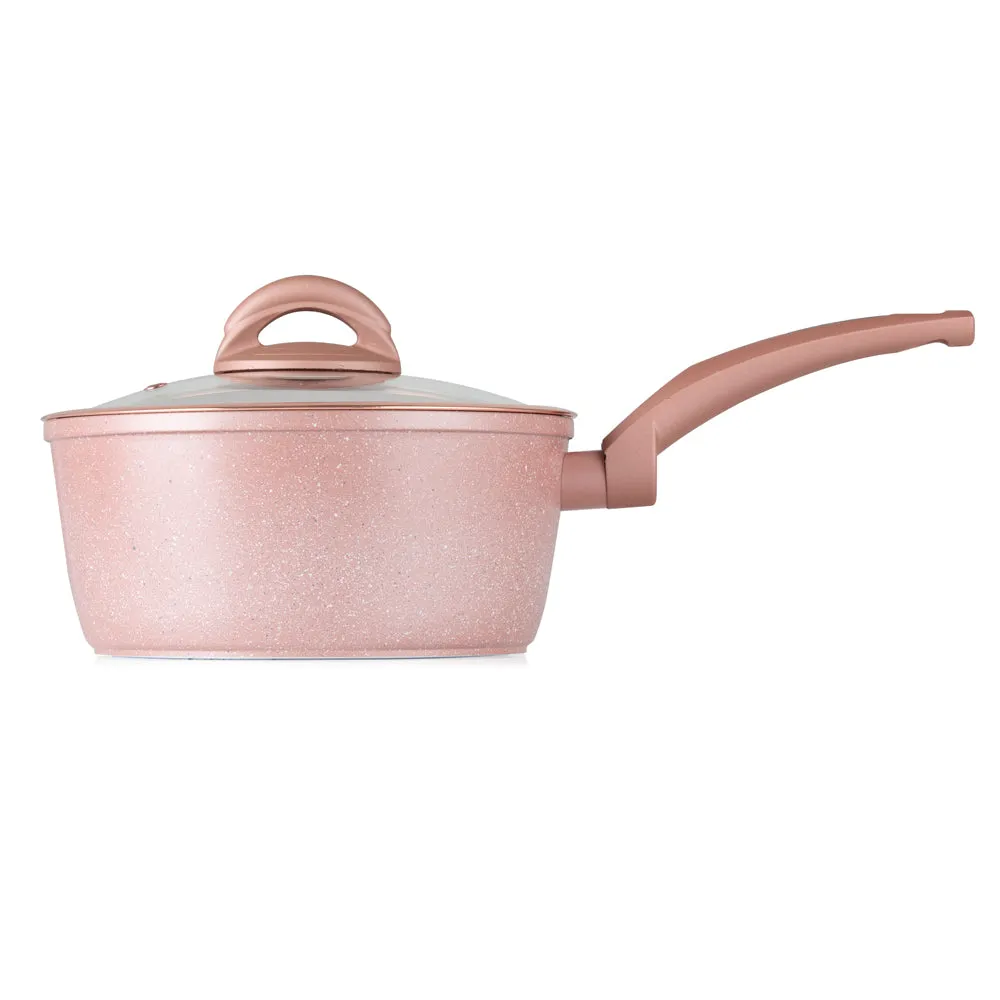 Tower Cerastone 3 Piece Saucepan Set - Pink