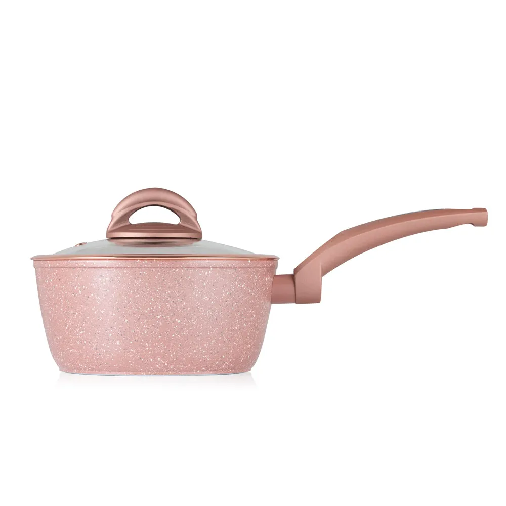 Tower Cerastone 3 Piece Saucepan Set - Pink