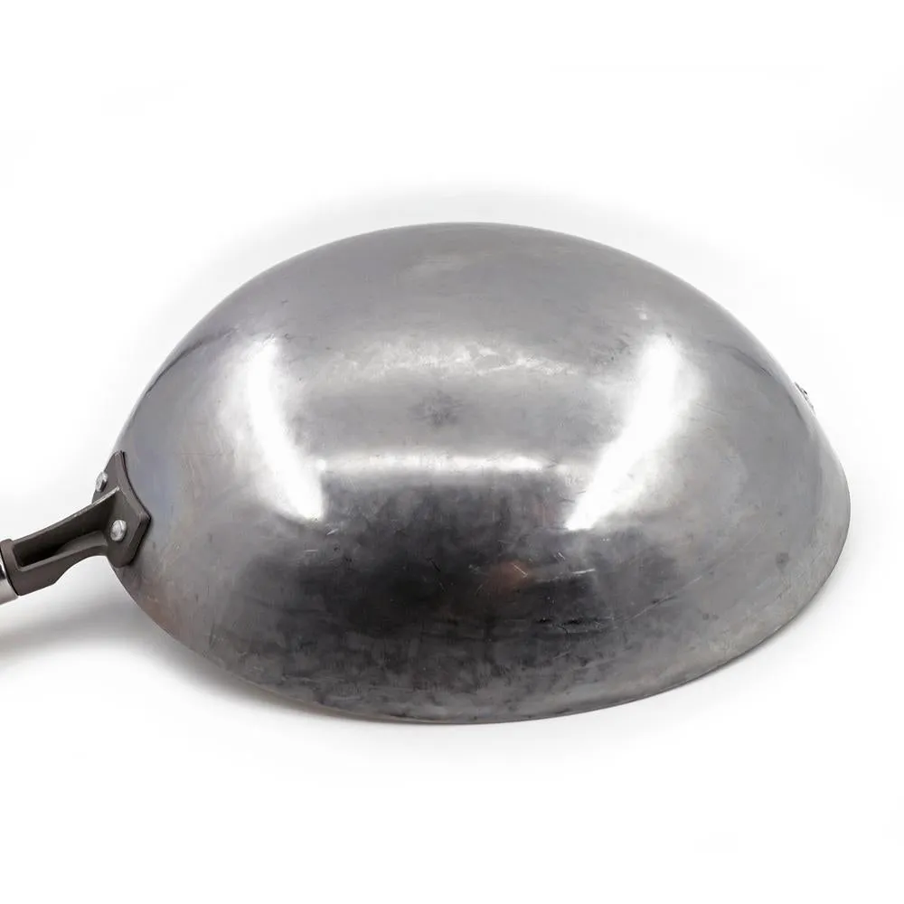 Traditional Hand Hammered Pow Wok with Wooden and Steel Helper Handle