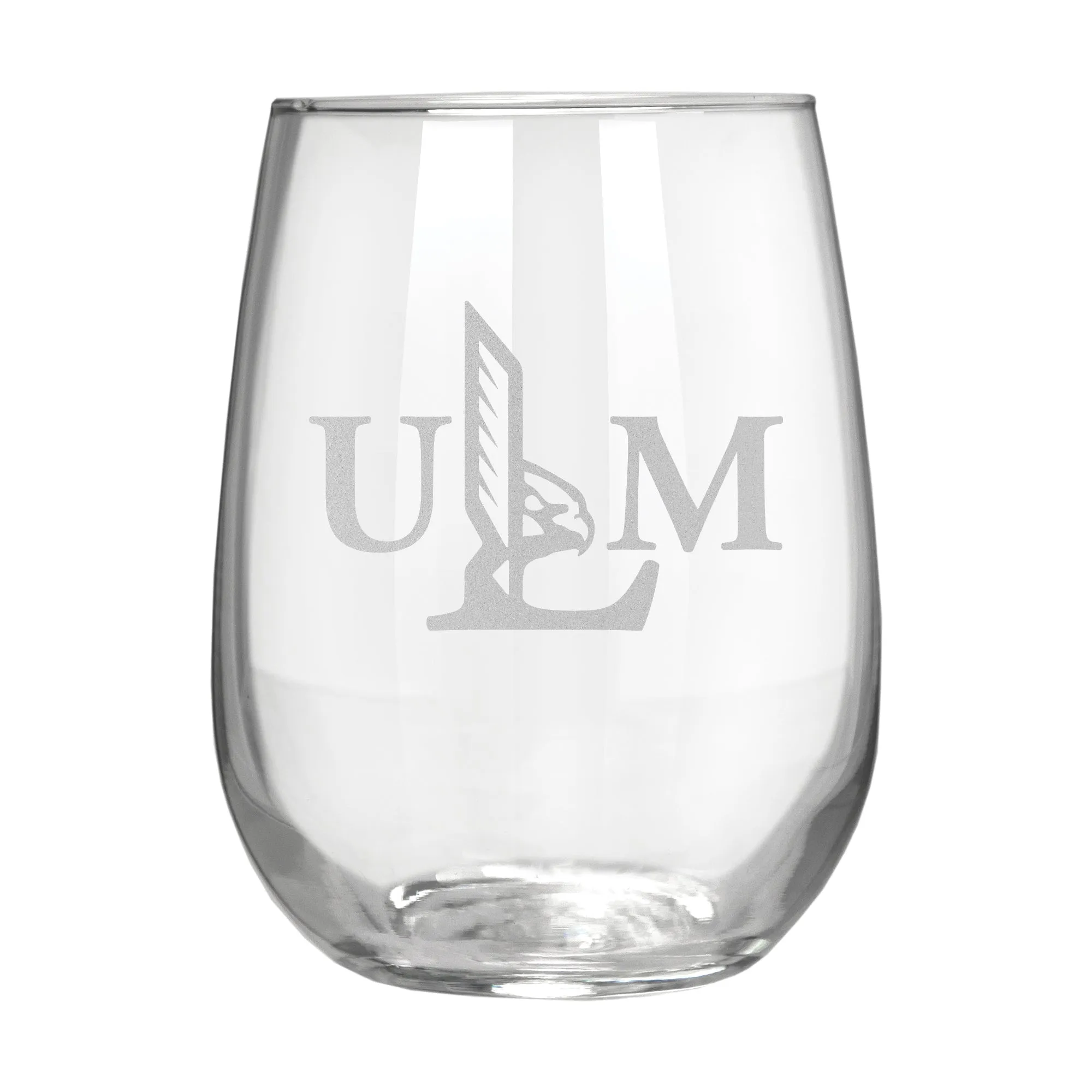 ULM Warhawks 17 oz. Stemless Wine Glass