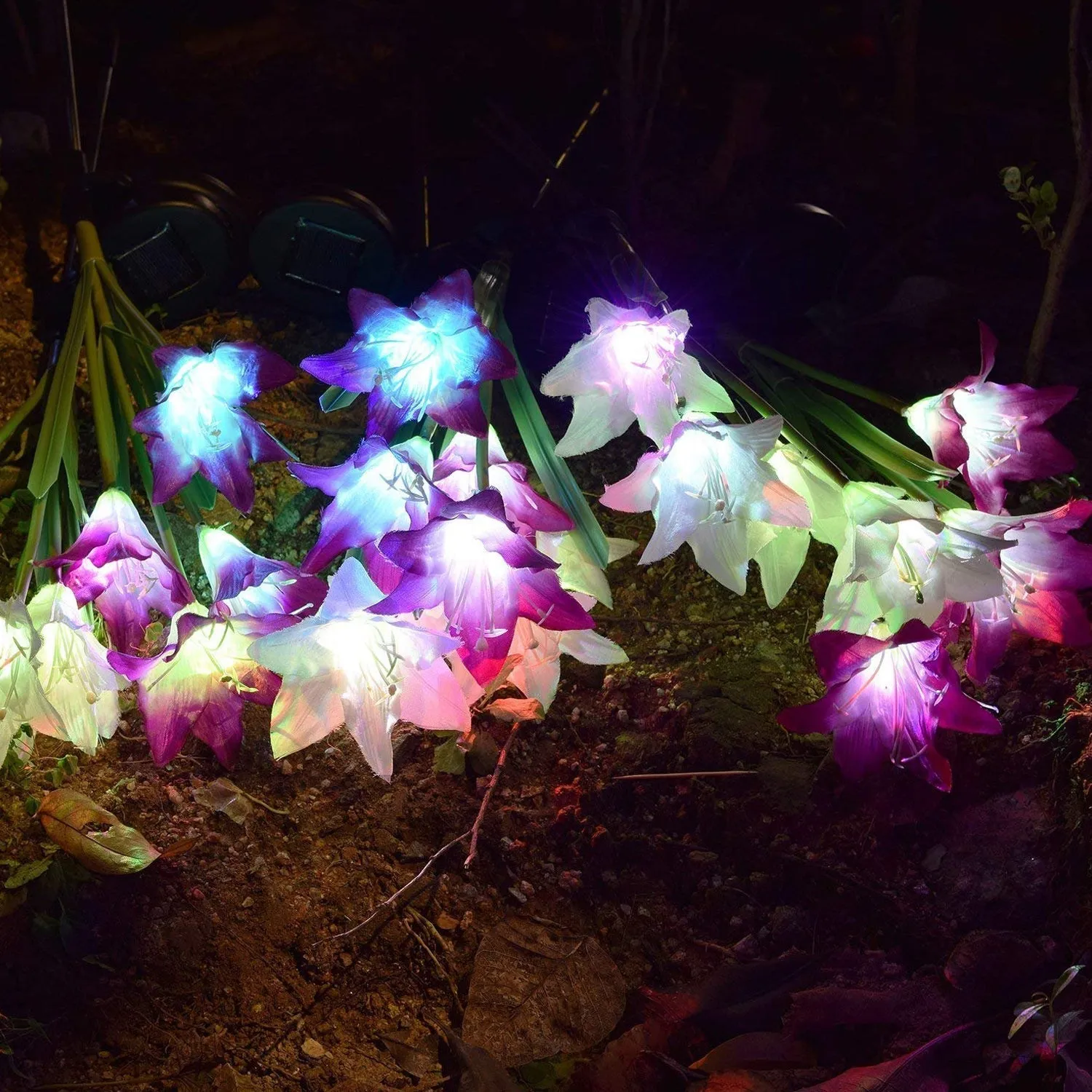 Waterproof Outdoor Solar Lily Flower Stake Lights ( Pack Of 2 pcs )