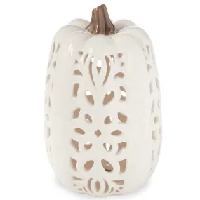 White Ceramic Pumpkin Lantern