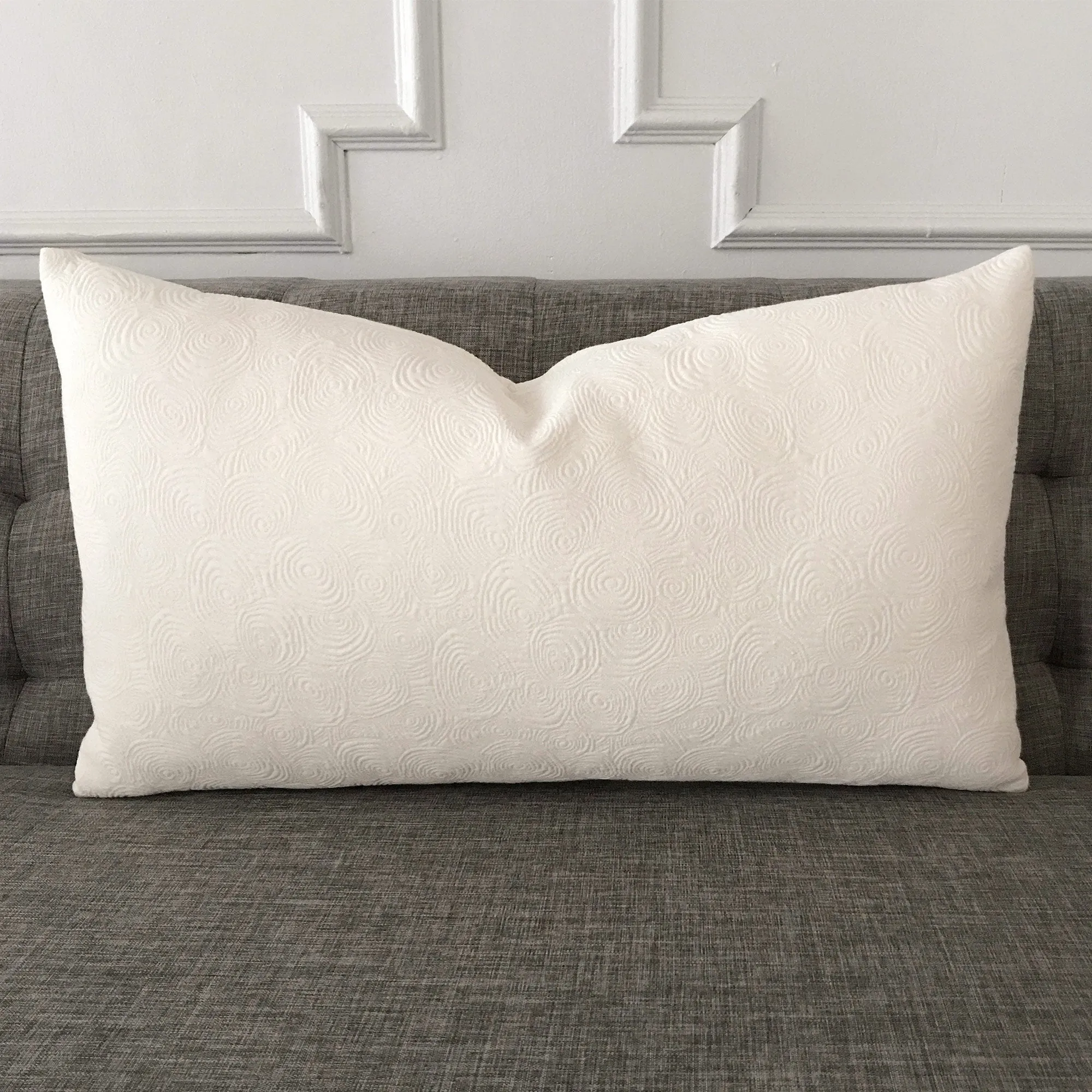 White Textured Geometric Swirl Throw Pillow Cover 15x26