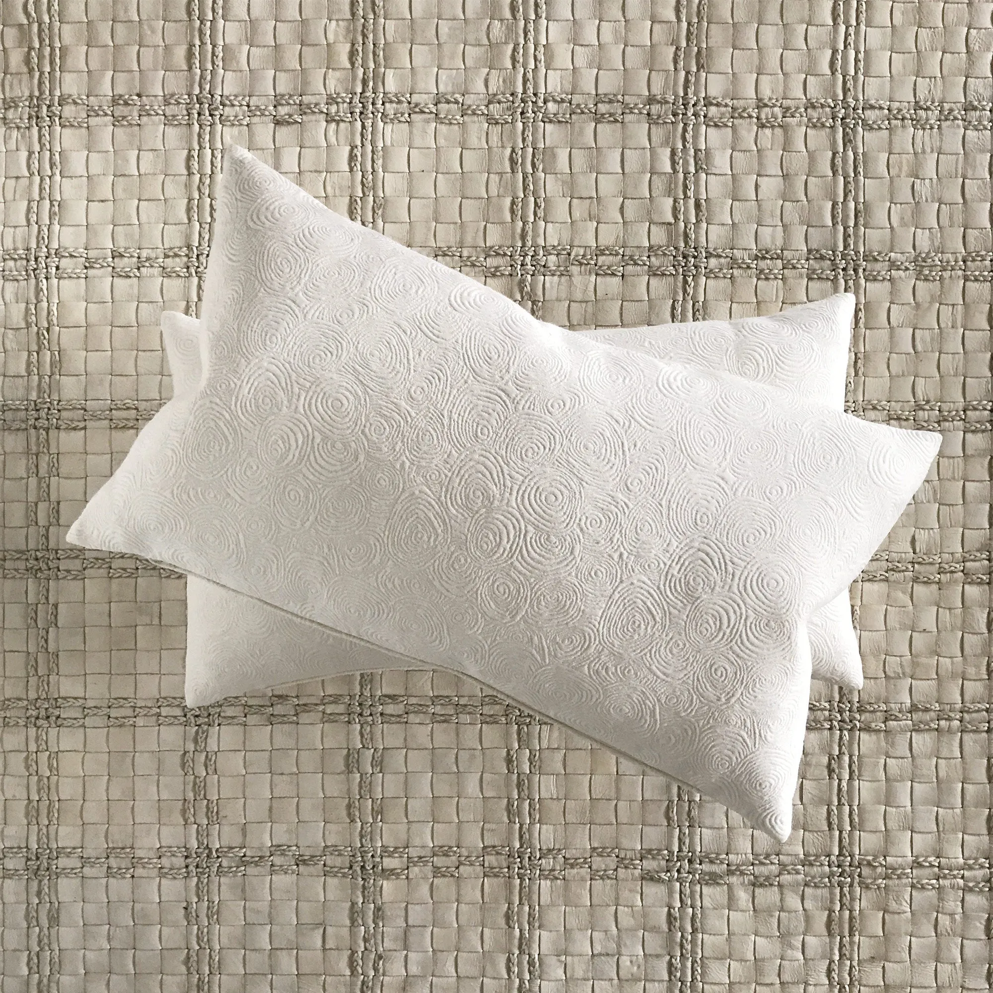 White Textured Geometric Swirl Throw Pillow Cover 15x26