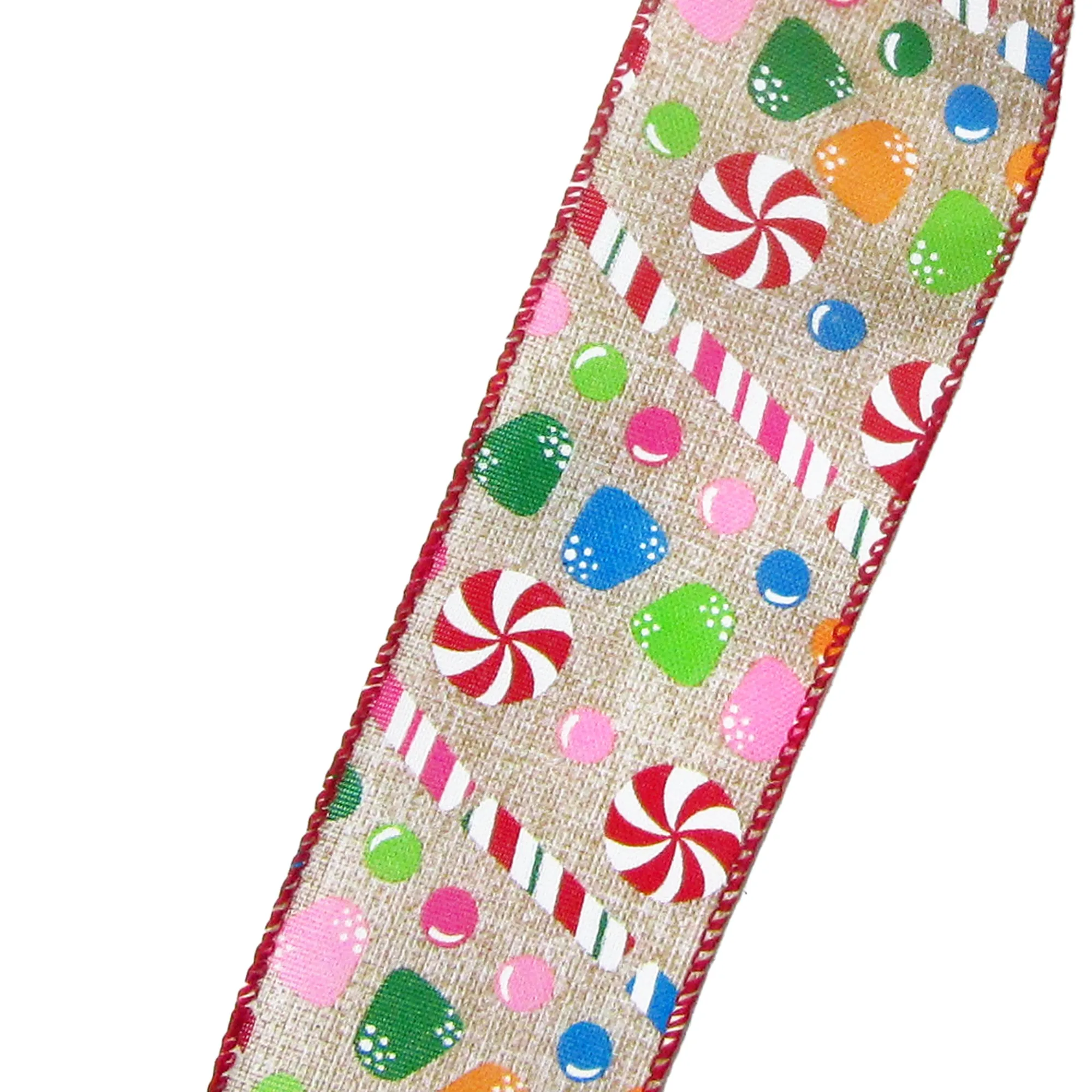 Wired Gum Drops & Peppermint Candy Ribbon (#40-2.5"Wx10Yards)