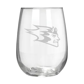 Wisconsin Stout Blue Devils 17 oz. Stemless Wine Glass